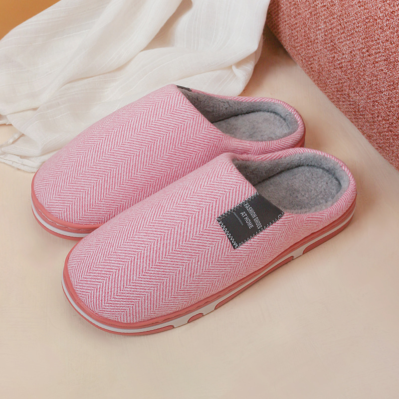 Solid color plum-soled warm slippers