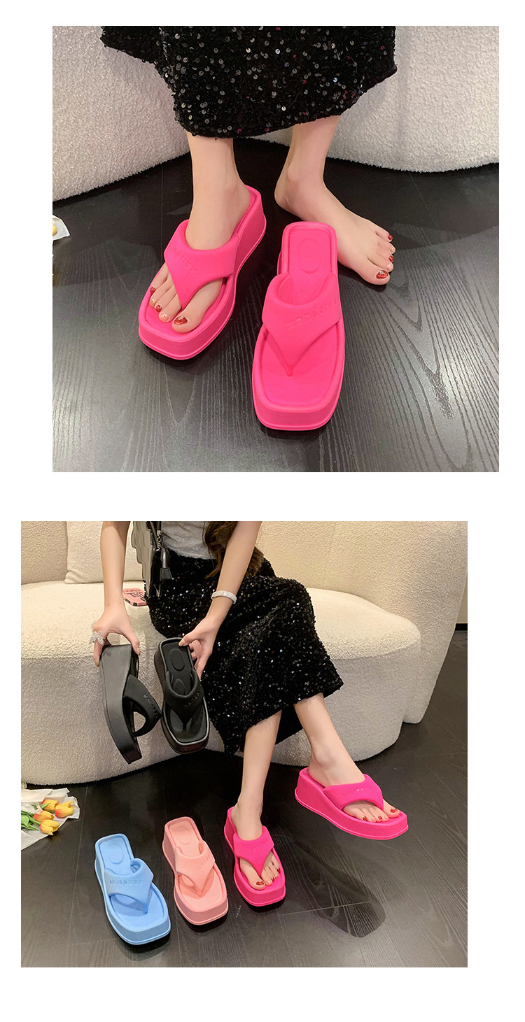 Square wedge toe herringbone slippers
