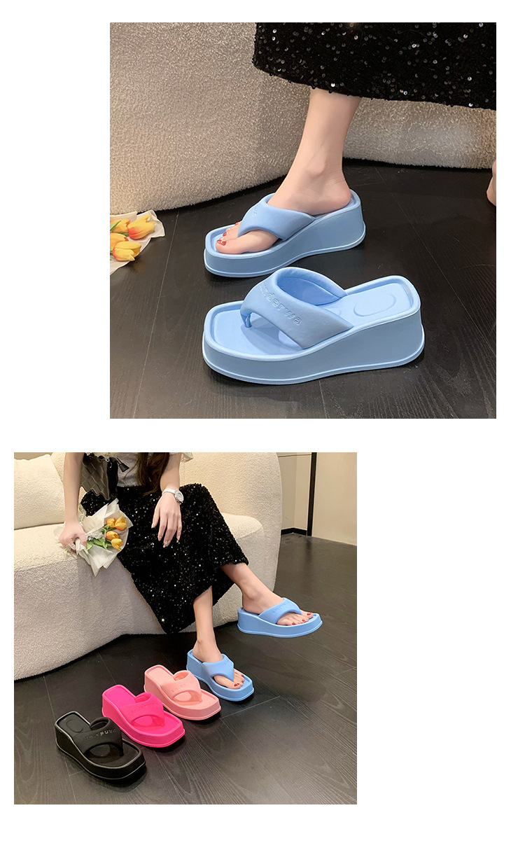 Square wedge toe herringbone slippers
