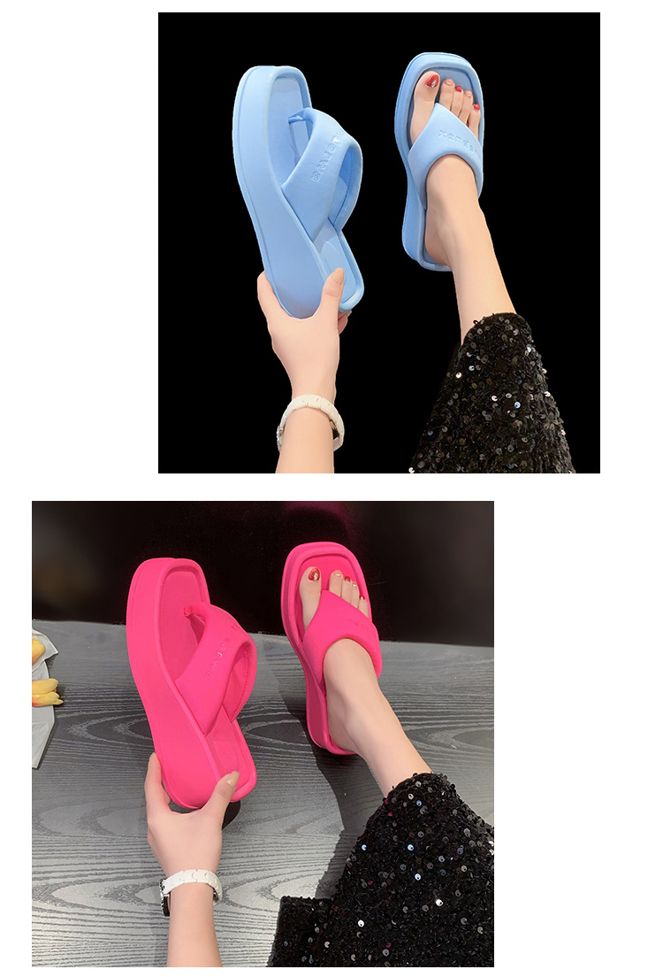 Square wedge toe herringbone slippers