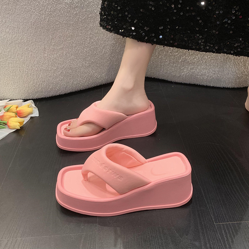 Square wedge toe herringbone slippers