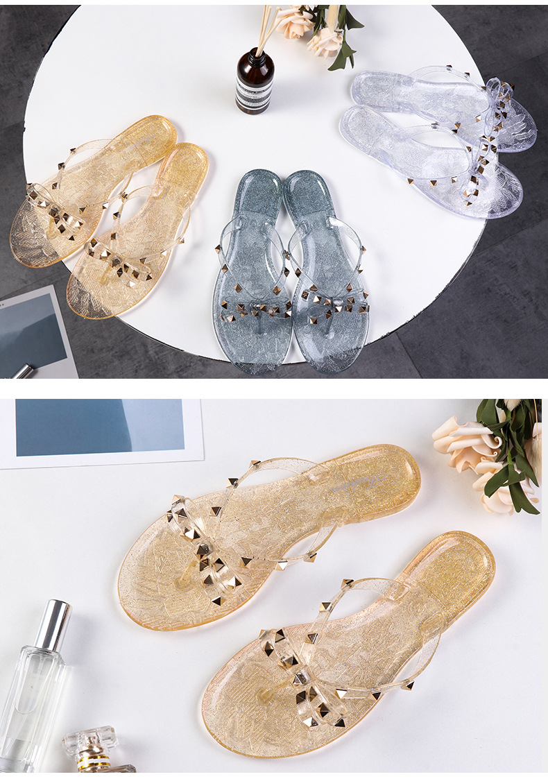 Studded bow flip-flops