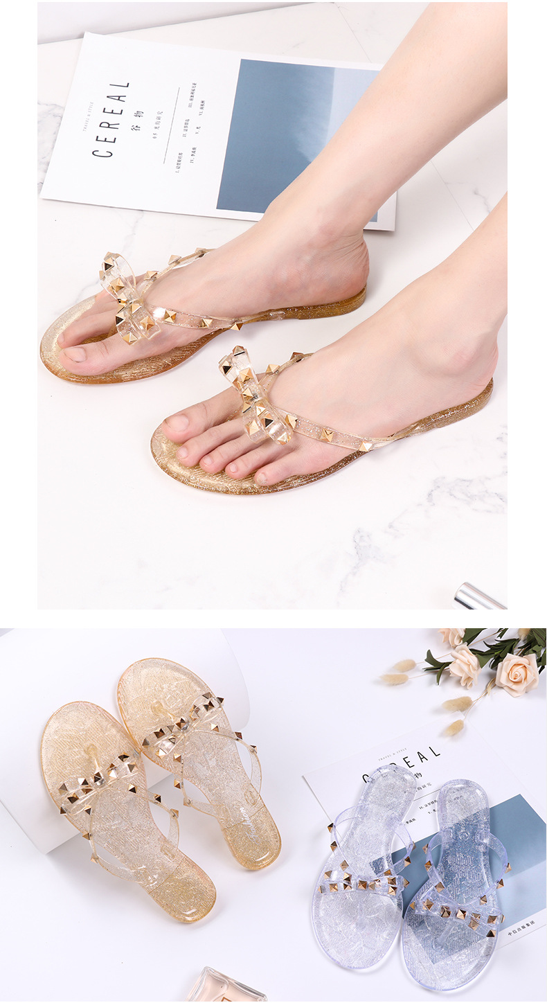 Studded bow flip-flops