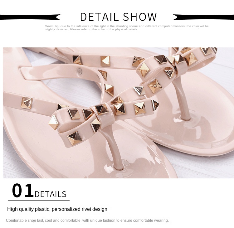 Studded bow flip-flops