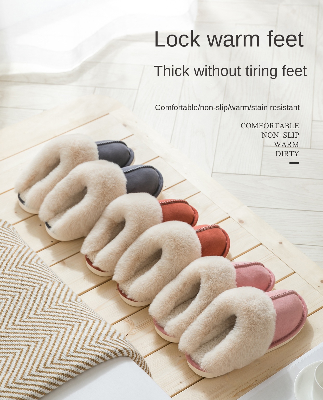 Suede cotton slippers