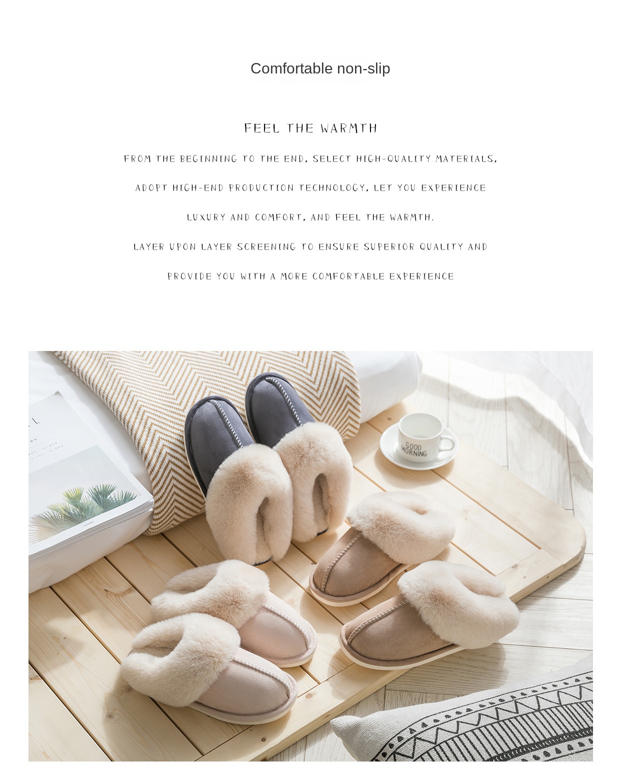 Suede cotton slippers