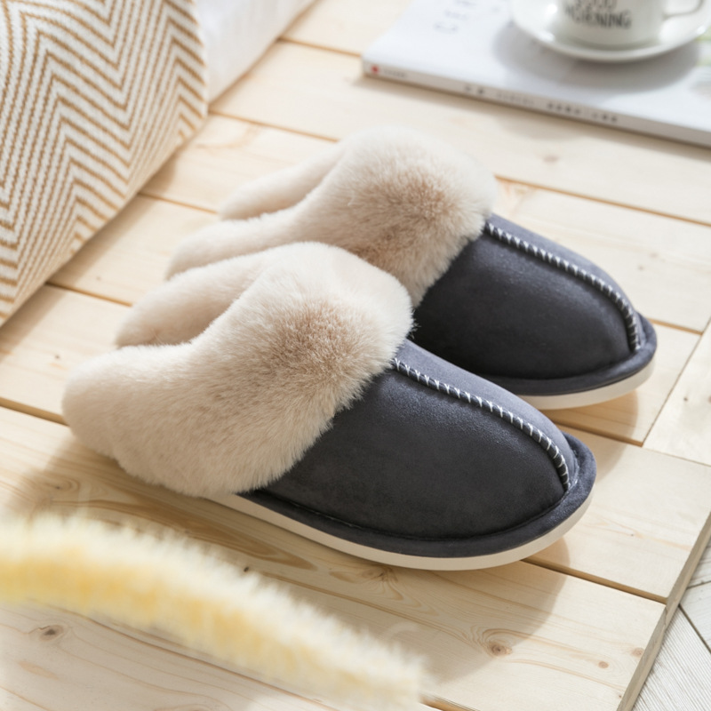 Suede cotton slippers