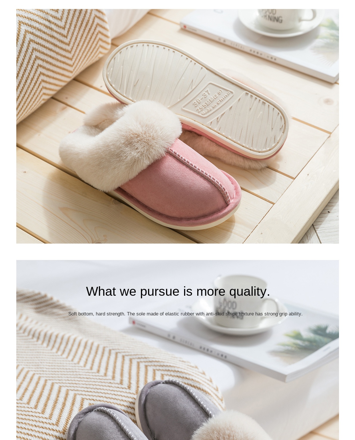 Suede cotton slippers