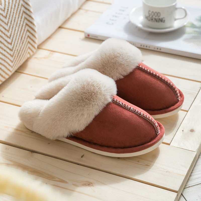 Suede cotton slippers