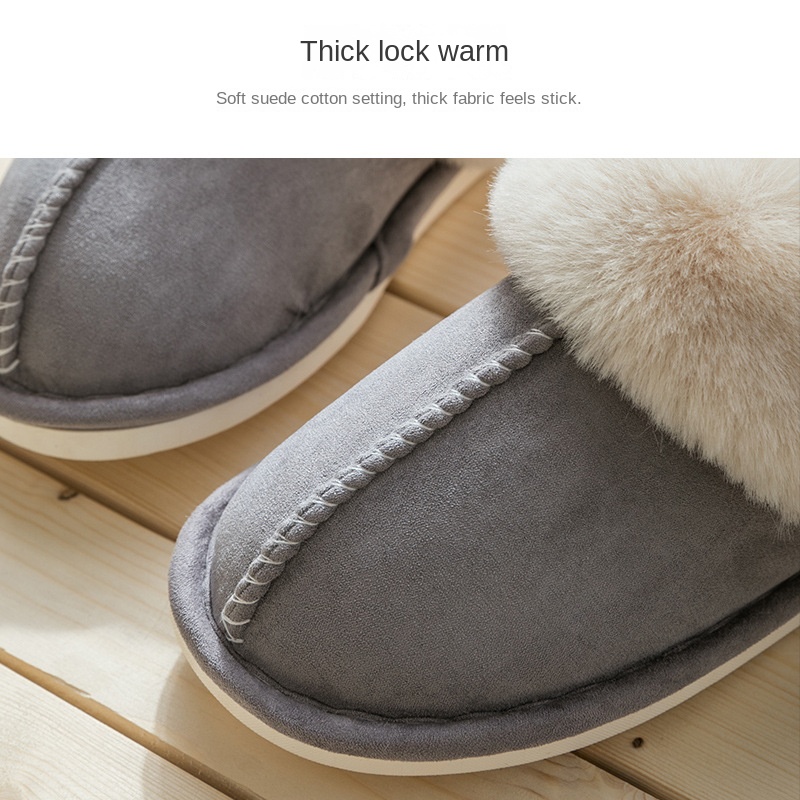 Suede cotton slippers
