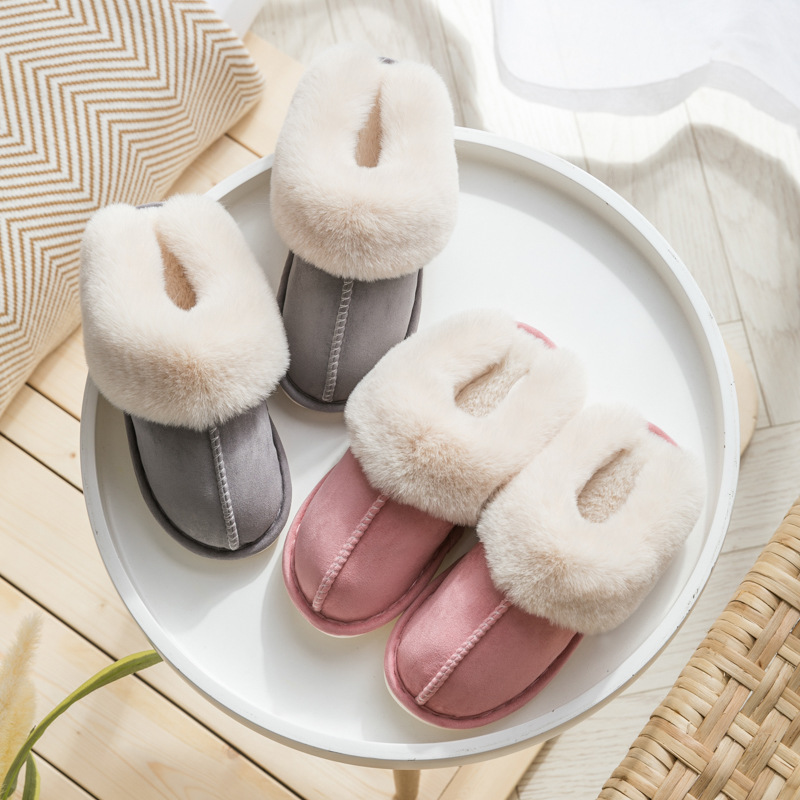 Suede cotton slippers