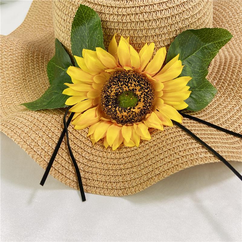 Summer beach straw hat big brim sunblock sunflowers all cool hat