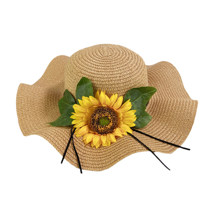 Summer beach straw hat big brim sunblock sunflowers all cool hat