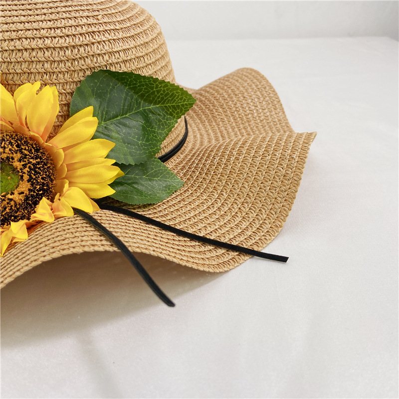 Summer beach straw hat big brim sunblock sunflowers all cool hat