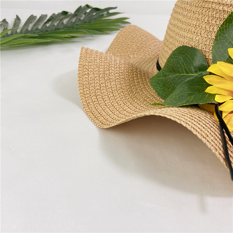 Summer beach straw hat big brim sunblock sunflowers all cool hat