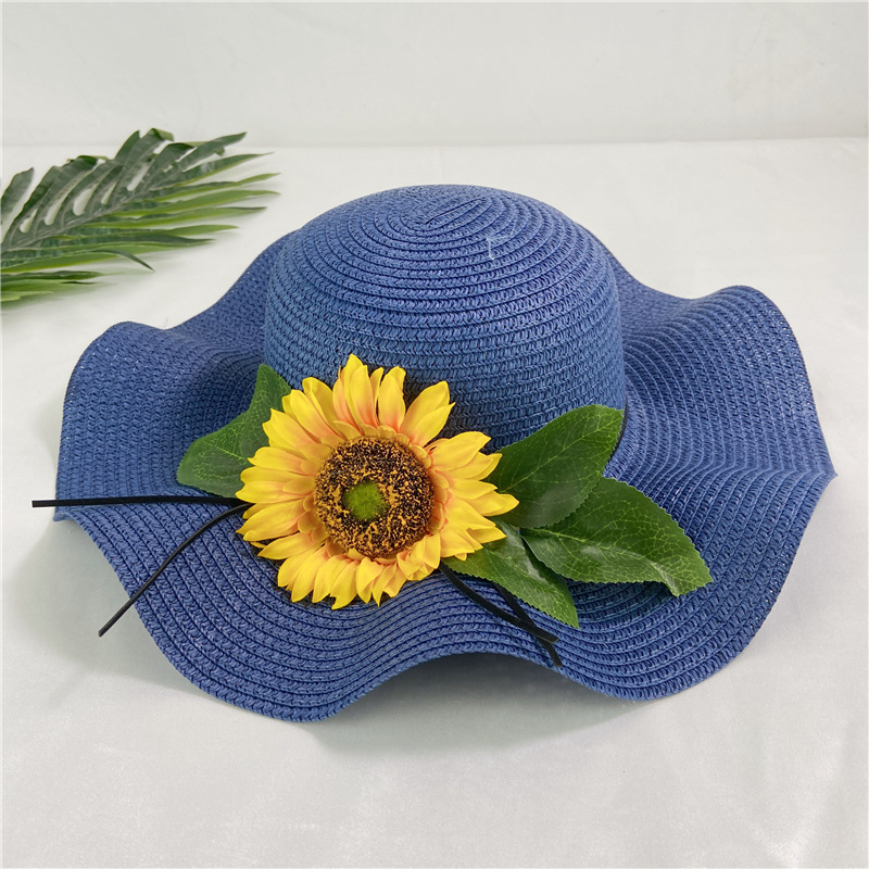 Summer beach straw hat big brim sunblock sunflowers all cool hat