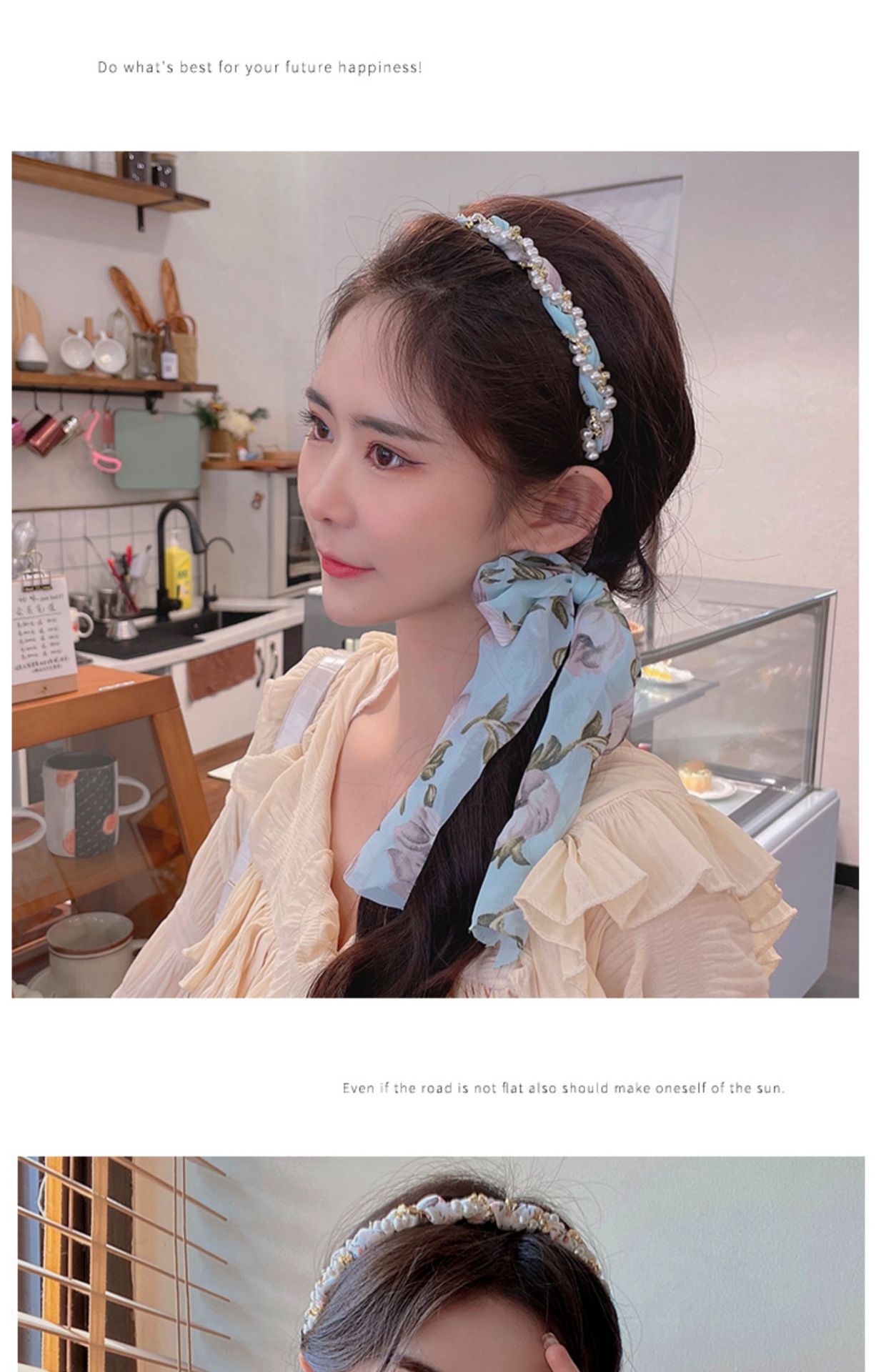 Summer ribbon floral streamer headband