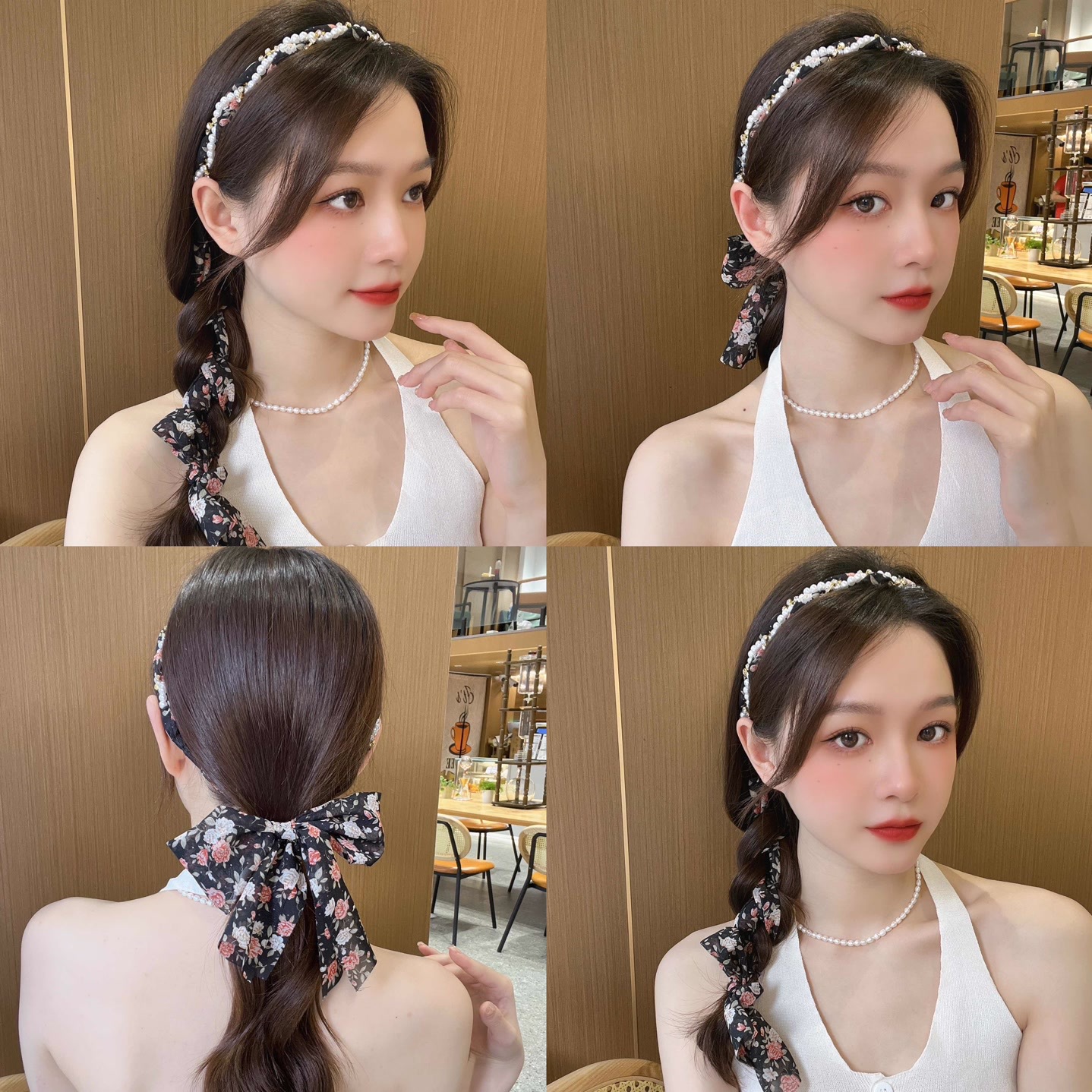Summer ribbon floral streamer headband