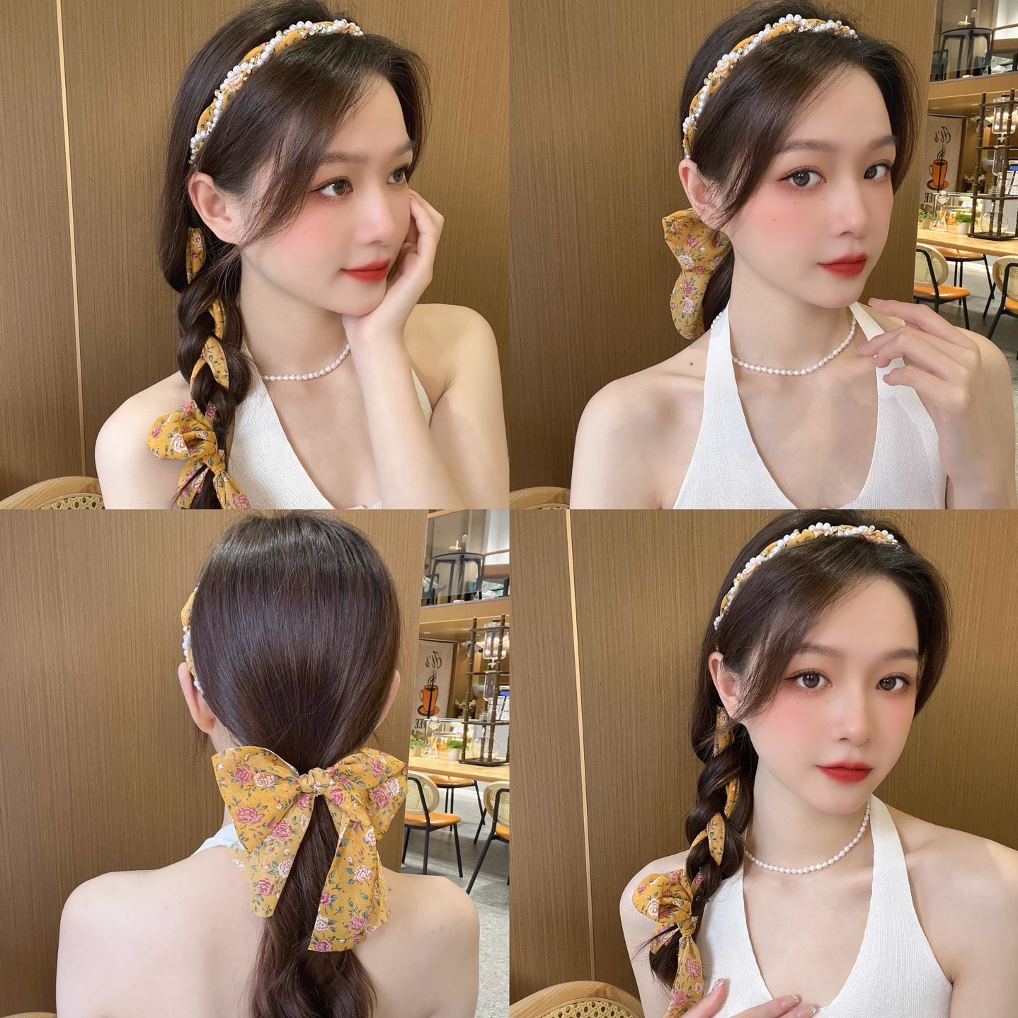 Summer ribbon floral streamer headband