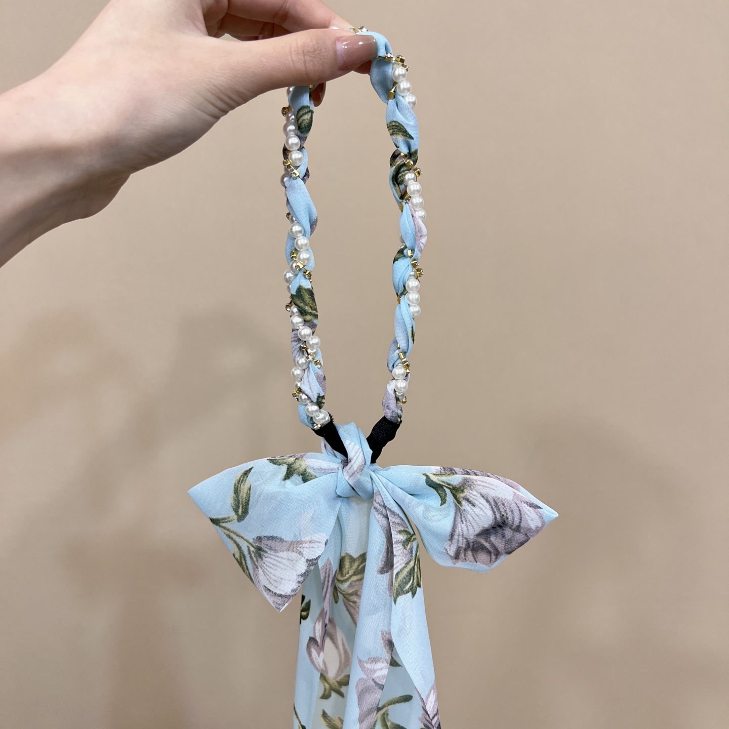 Summer ribbon floral streamer headband