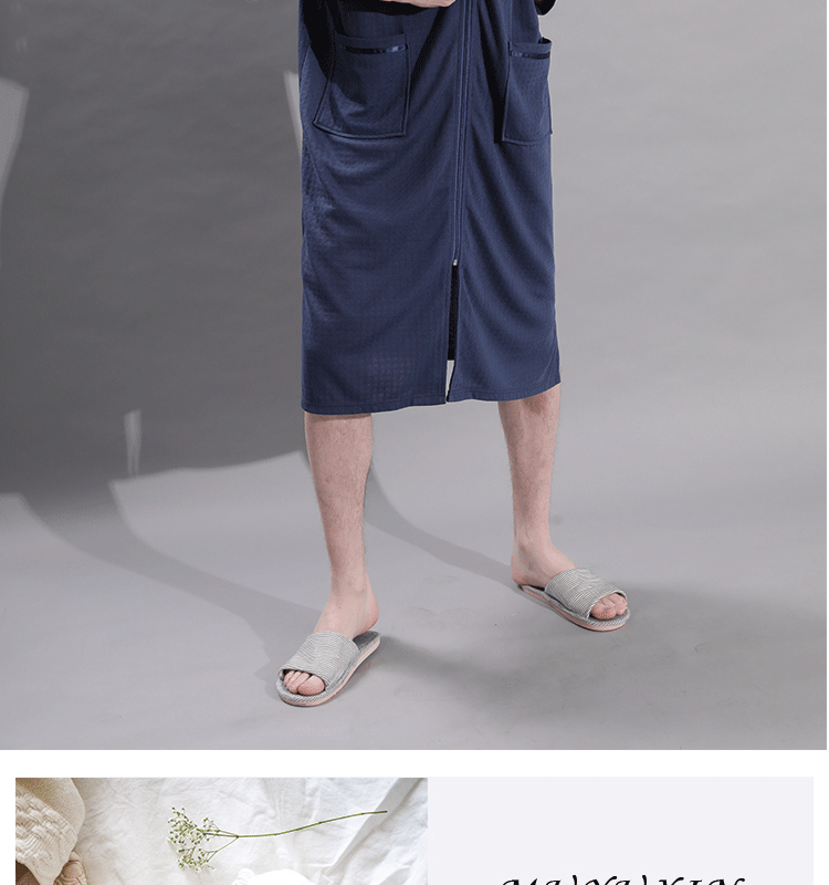 Summer thin women’s mid-length zipper nightdress