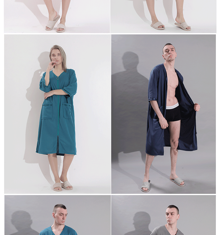 Summer thin women’s mid-length zipper nightdress