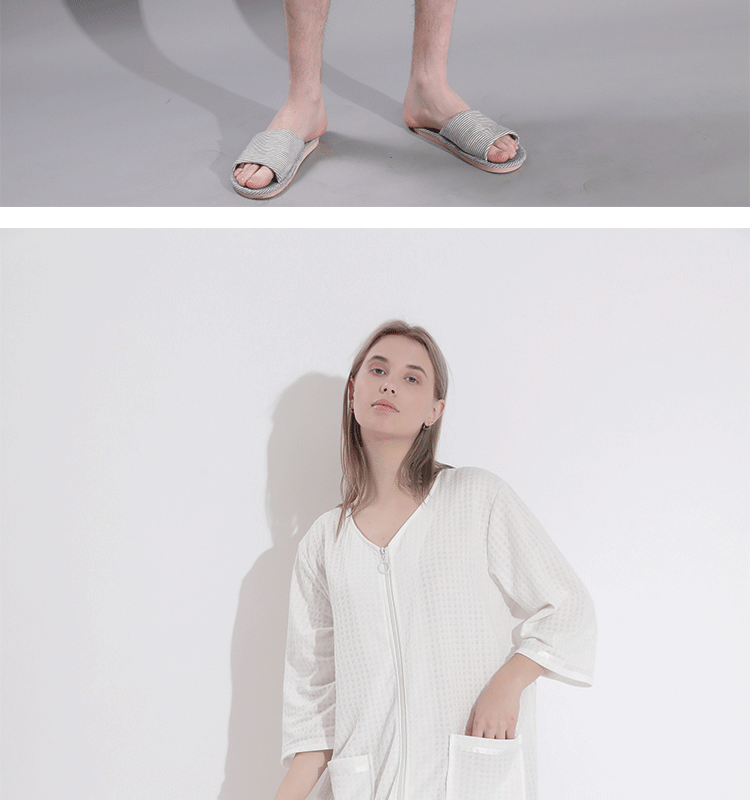 Summer thin women’s mid-length zipper nightdress