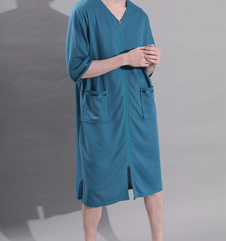 Summer thin women’s mid-length zipper nightdress