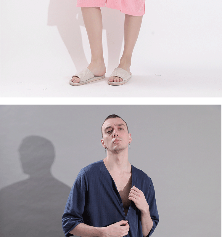 Summer thin women’s mid-length zipper nightdress