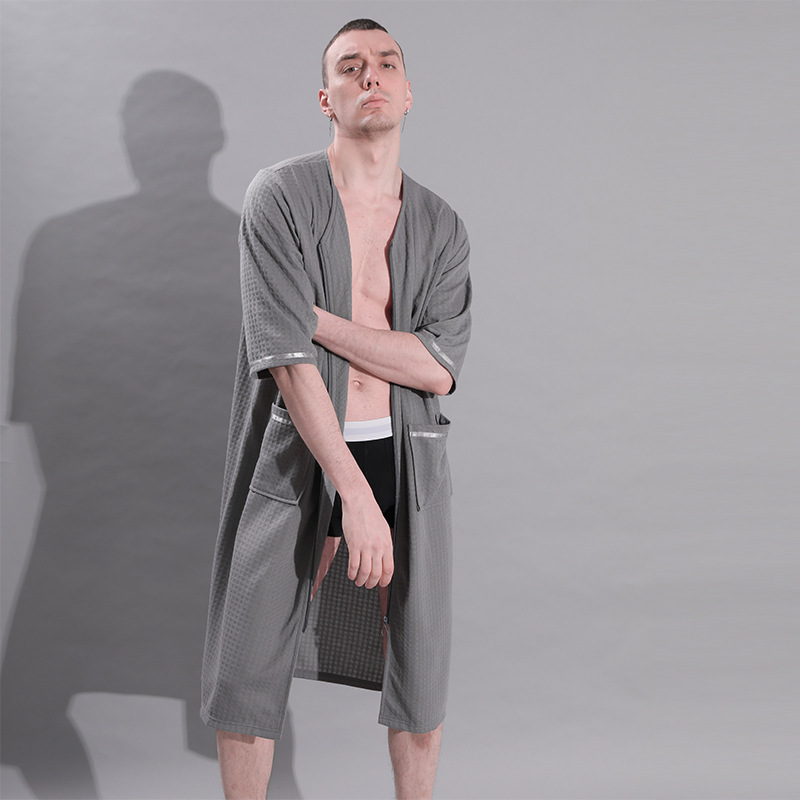 Summer thin women’s mid-length zipper nightdress