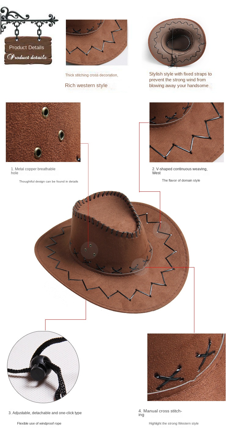 Sunblock hats for men and women with large bristles Western cowboy hats