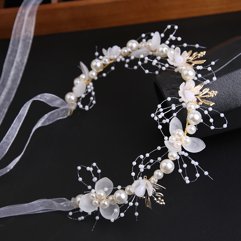 Super fairy gold leaf headband Flower garland pearl headband