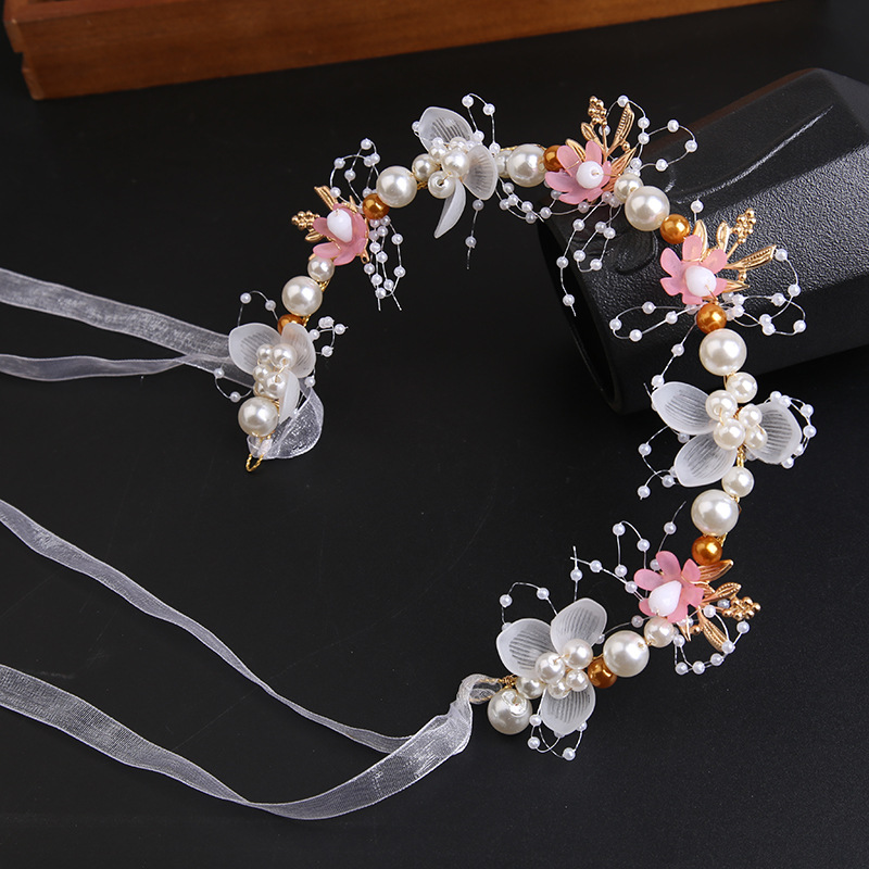 Super fairy gold leaf headband Flower garland pearl headband