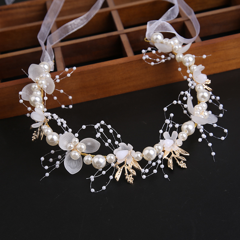 Super fairy gold leaf headband Flower garland pearl headband