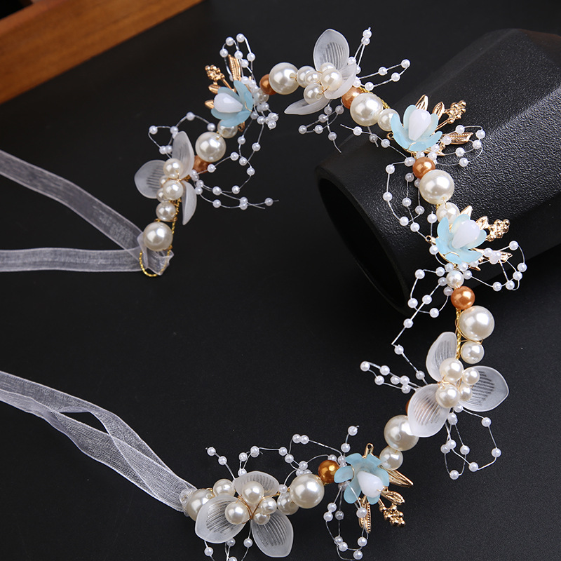 Super fairy gold leaf headband Flower garland pearl headband