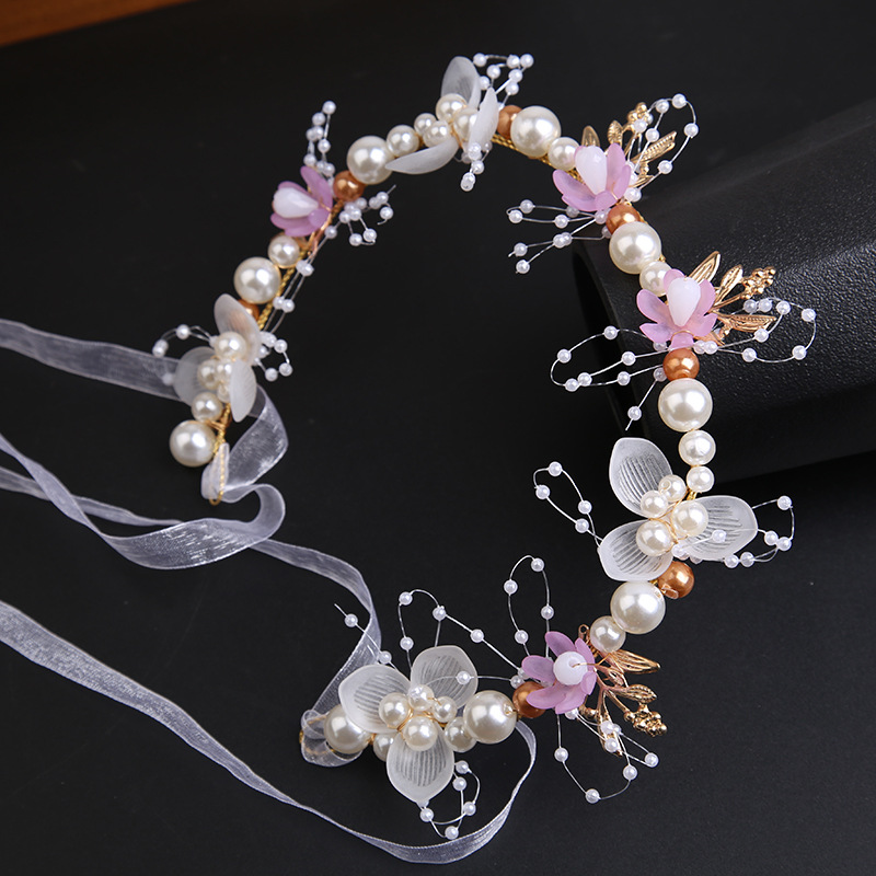 Super fairy gold leaf headband Flower garland pearl headband
