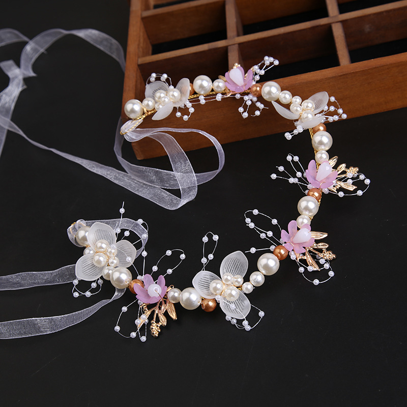 Super fairy gold leaf headband Flower garland pearl headband
