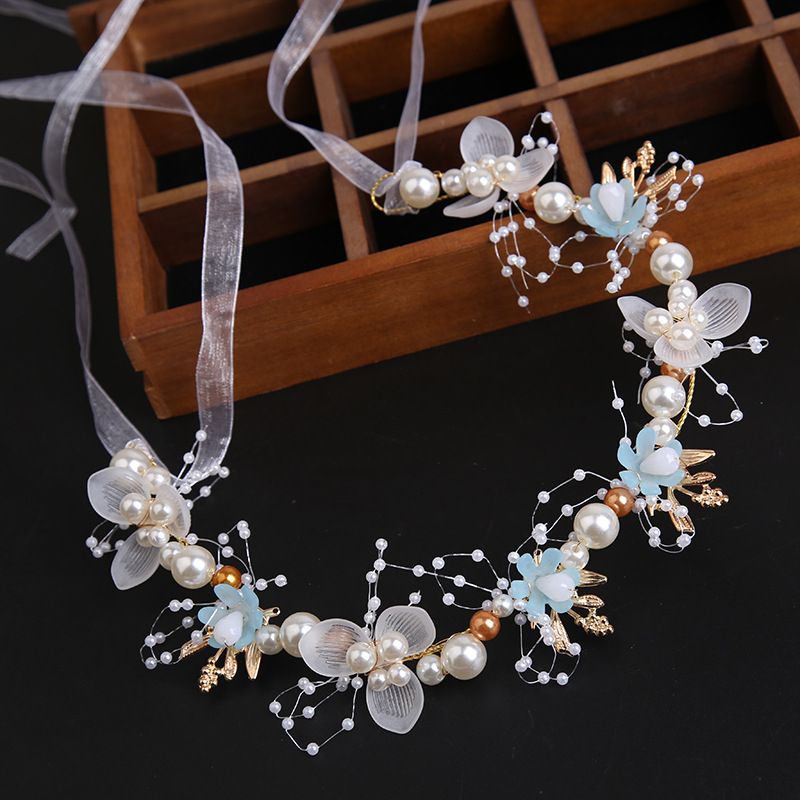 Super fairy gold leaf headband Flower garland pearl headband