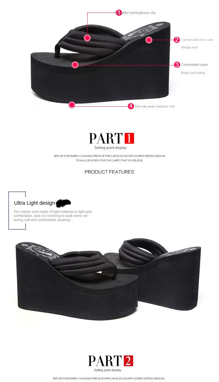 Super high heels and thick flip flops