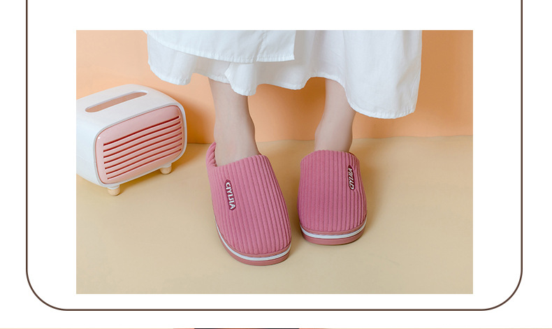 Thickened non-slip plush heavy-soled cotton slippers