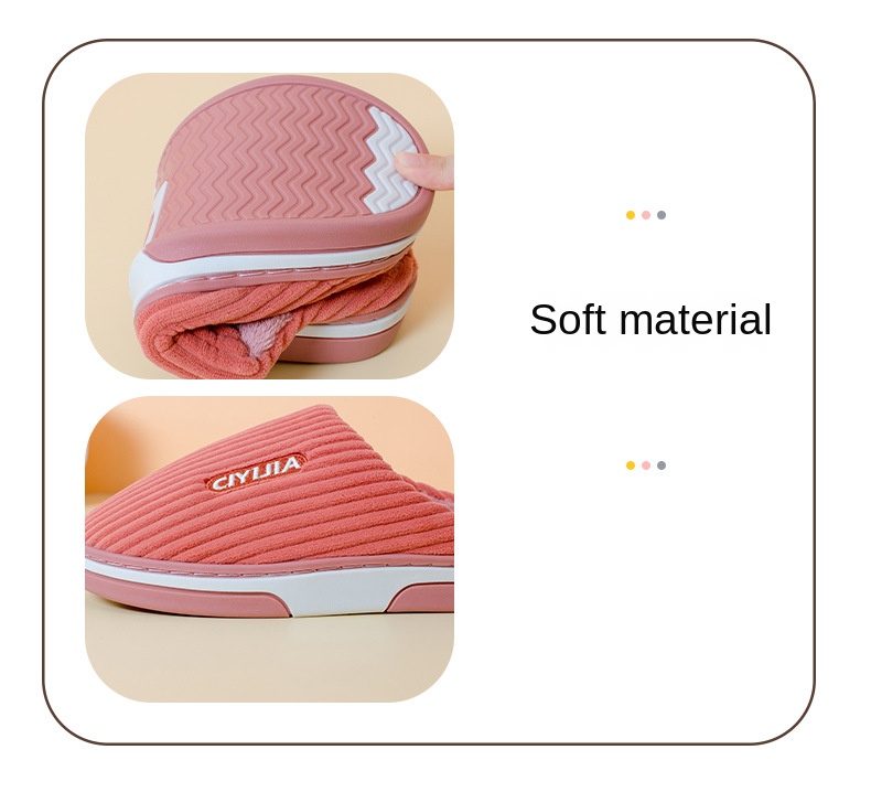 Thickened non-slip plush heavy-soled cotton slippers