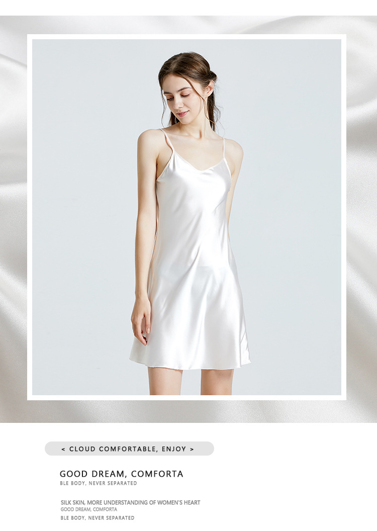 Thin strap imitation silk nightdress ice silk base skirt to wear over