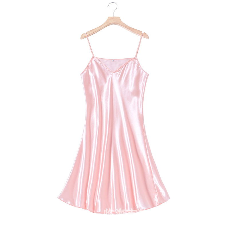 Thin strap imitation silk nightdress ice silk base skirt to wear over