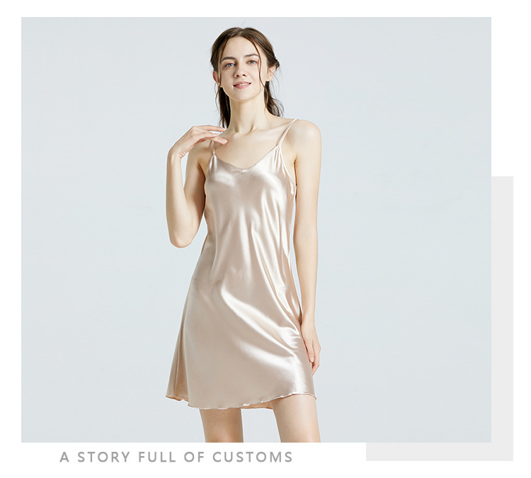 Thin strap imitation silk nightdress ice silk base skirt to wear over