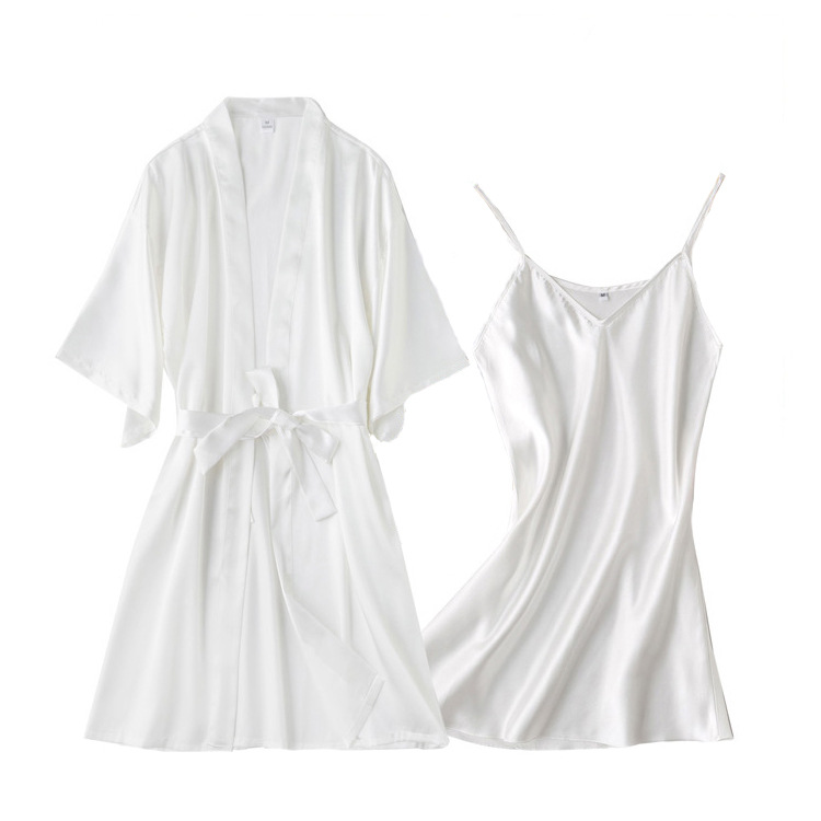 Thin strap imitation silk nightdress ice silk base skirt to wear over