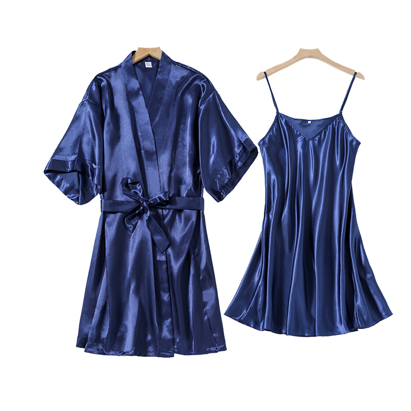 Thin strap imitation silk nightdress ice silk base skirt to wear over