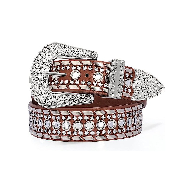 Trend belt rivet rhinestone set wide belt