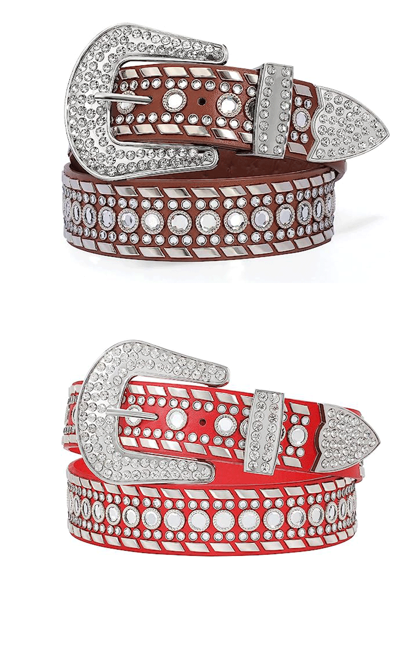 Trend belt rivet rhinestone set wide belt