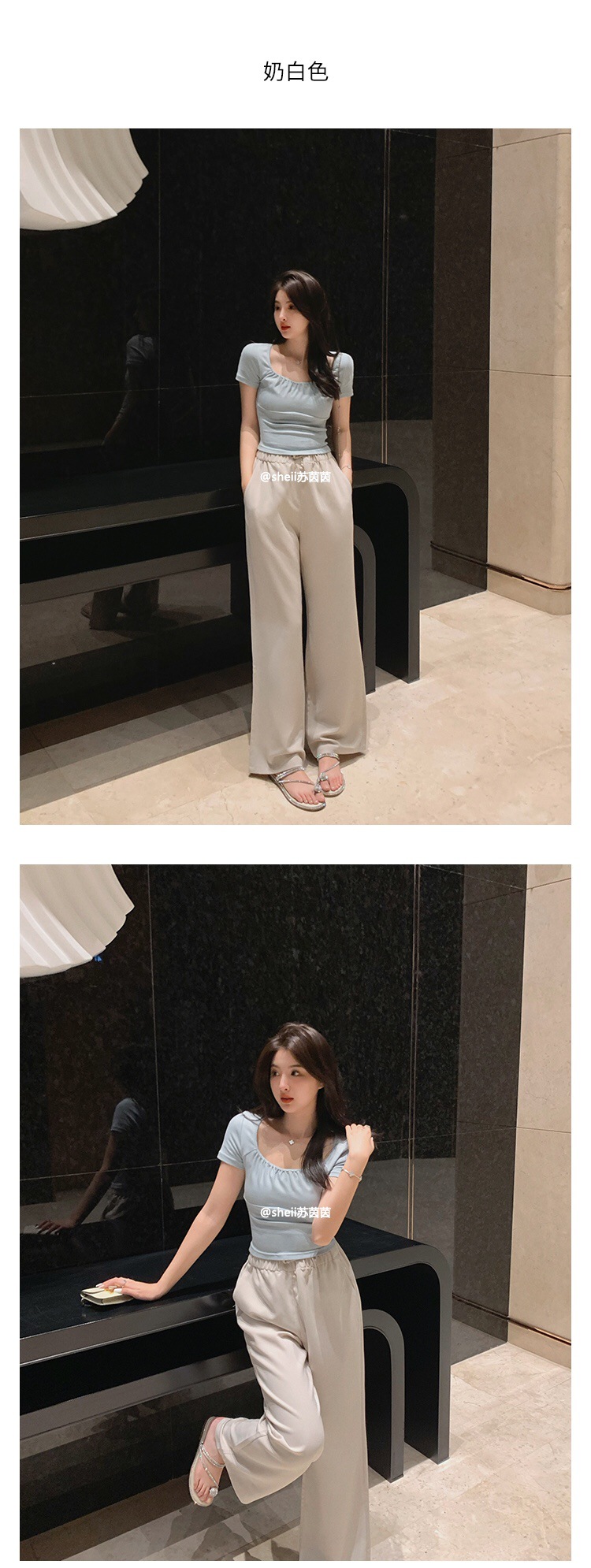 Two pairs of dove egg rhinestones flat toe sandals