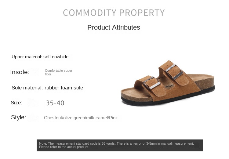 Vintage casual cowhide Boken slippers